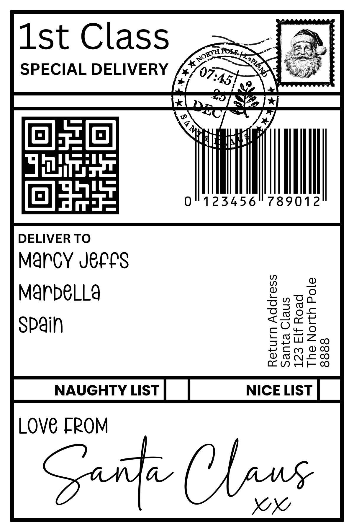 Christmas postage label
